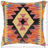 handmade Traditional Pillow Rust Blue Hand-Woven SQUARE 100% WOOL  Hand woven turkish pillow  2 x 2