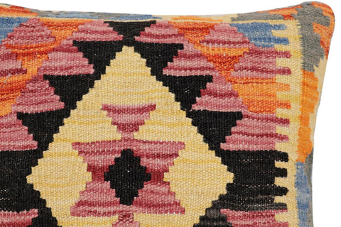 handmade Traditional Pillow Rust Blue Hand-Woven SQUARE 100% WOOL  Hand woven turkish pillow  2 x 2