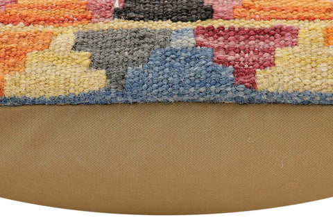 handmade Traditional Pillow Rust Blue Hand-Woven SQUARE 100% WOOL  Hand woven turkish pillow  2 x 2