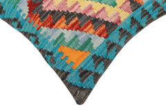 handmade Traditional Pillow Rust Blue Hand-Woven SQUARE 100% WOOL Hand woven turkish pillow2' x 2'