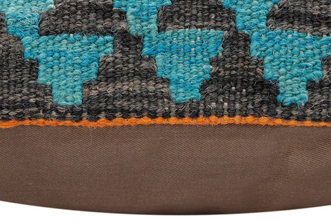 handmade Traditional Pillow Rust Blue Hand-Woven SQUARE 100% WOOL Hand woven turkish pillow2 x 2