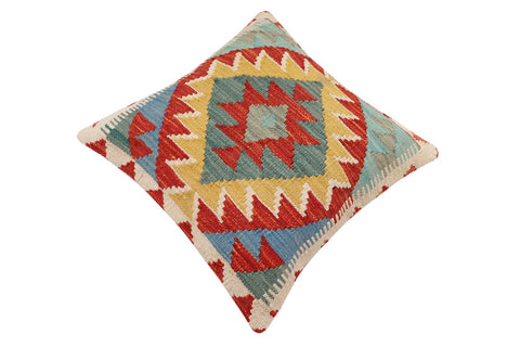 handmade Traditional Pillow Rust Blue Hand-Woven SQUARE 100% WOOL Hand woven turkish pillow2 x 2