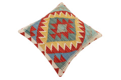 handmade Traditional Pillow Rust Blue Hand-Woven SQUARE 100% WOOL Hand woven turkish pillow2' x 2'