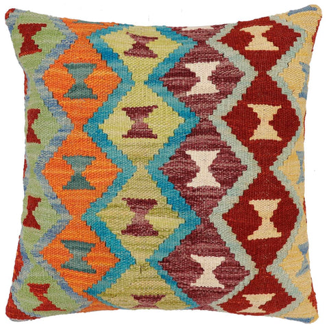 handmade Traditional Pillow Rust Blue Hand-Woven SQUARE 100% WOOL Hand woven turkish pillow2 x 2