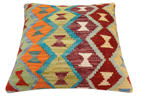 handmade Traditional Pillow Rust Blue Hand-Woven SQUARE 100% WOOL Hand woven turkish pillow2 x 2