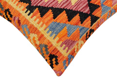 handmade Traditional Pillow Rust Blue Hand-Woven SQUARE 100% WOOL Hand woven turkish pillow2' x 2'