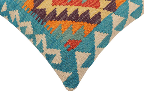 handmade Traditional Pillow Blue Rust Hand-Woven SQUARE 100% WOOL Hand woven turkish pillow2 x 2