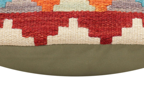 handmade Traditional Pillow Rust Blue Hand-Woven SQUARE 100% WOOL Hand woven turkish pillow2 x 2