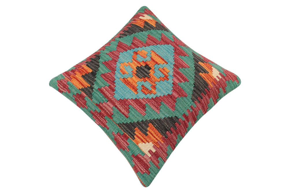 handmade Traditional Pillow Rust Red Hand-Woven SQUARE 100% WOOL Hand woven turkish pillow2' x 2'