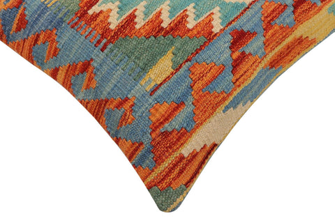 handmade Traditional Pillow Blue Rust Hand-Woven SQUARE 100% WOOL Hand woven turkish pillow2 x 2