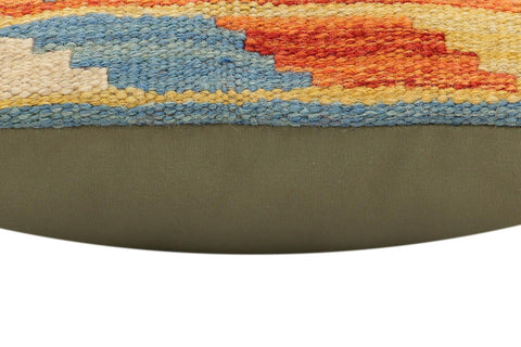 handmade Traditional Pillow Blue Rust Hand-Woven SQUARE 100% WOOL Hand woven turkish pillow2 x 2