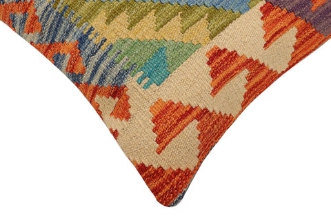 handmade Traditional Pillow Rust Blue Hand-Woven SQUARE 100% WOOL  Hand woven turkish pillow  2 x 2