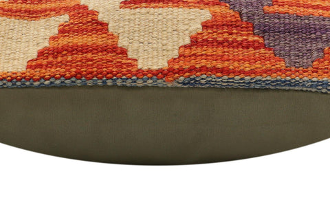 handmade Traditional Pillow Rust Blue Hand-Woven SQUARE 100% WOOL  Hand woven turkish pillow  2 x 2