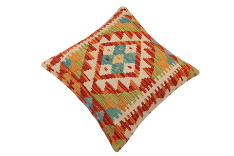 handmade Traditional Pillow Rust Beige Hand-Woven SQUARE 100% WOOL  Hand woven turkish pillow  2 x 2