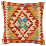 handmade Traditional Pillow Rust Beige Hand-Woven SQUARE 100% WOOL  Hand woven turkish pillow  2 x 2
