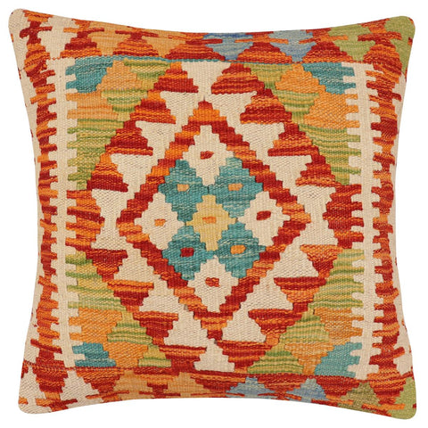 handmade Traditional Pillow Rust Beige Hand-Woven SQUARE 100% WOOL  Hand woven turkish pillow  2 x 2