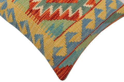 handmade Traditional Pillow Rust Blue Hand-Woven SQUARE 100% WOOL Hand woven turkish pillow2 x 2