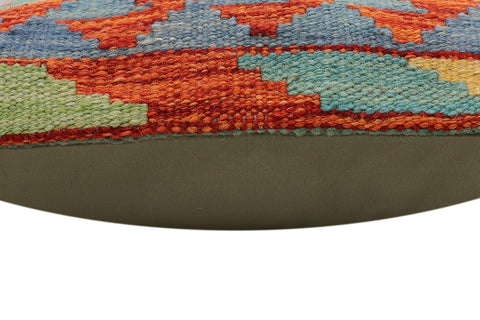handmade Traditional Pillow Rust Blue Hand-Woven SQUARE 100% WOOL Hand woven turkish pillow2 x 2