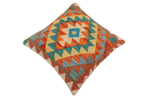 handmade Traditional Pillow Rust Blue Hand-Woven SQUARE 100% WOOL Hand woven turkish pillow2 x 2