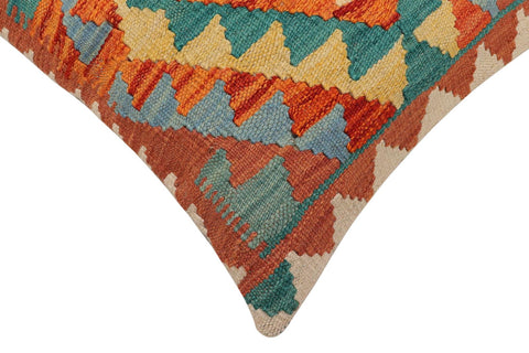 handmade Traditional Pillow Rust Blue Hand-Woven SQUARE 100% WOOL Hand woven turkish pillow2 x 2