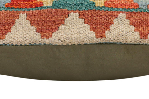handmade Traditional Pillow Rust Blue Hand-Woven SQUARE 100% WOOL Hand woven turkish pillow2 x 2