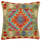 handmade Traditional Pillow Rust Blue Hand-Woven SQUARE 100% WOOL  Hand woven turkish pillow  PILLOW