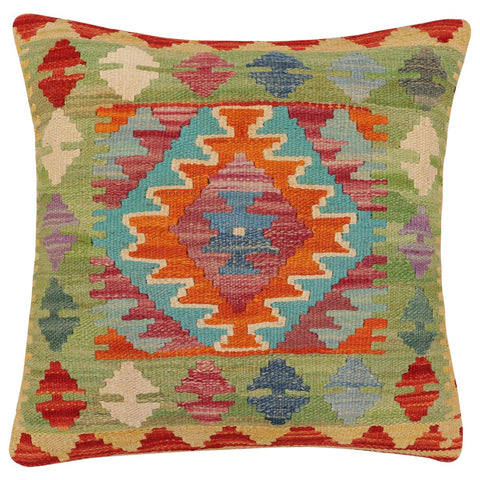handmade Traditional Pillow Rust Blue Hand-Woven SQUARE 100% WOOL  Hand woven turkish pillow  PILLOW