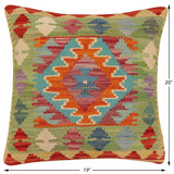 handmade Traditional Pillow Rust Blue Hand-Woven SQUARE 100% WOOL  Hand woven turkish pillow  PILLOW