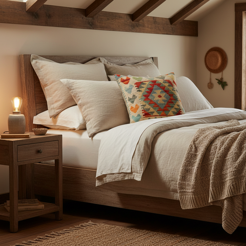 Bohemian Hollis Turkish Hand-Woven Kilim Pillow