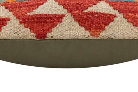 handmade Traditional Pillow Rust Beige Hand-Woven SQUARE 100% WOOL  Hand woven turkish pillow  2 x 2