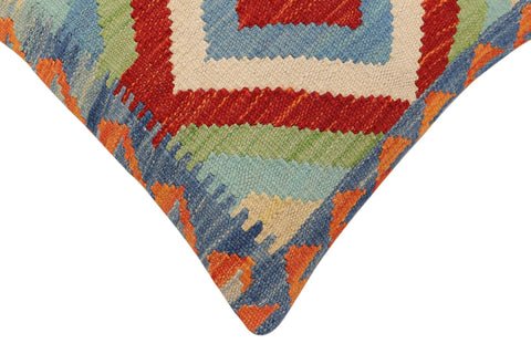 handmade Traditional Pillow Rust Blue Hand-Woven SQUARE 100% WOOL Hand woven turkish pillow2 x 2