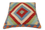 handmade Traditional Pillow Rust Blue Hand-Woven SQUARE 100% WOOL Hand woven turkish pillow2' x 2'