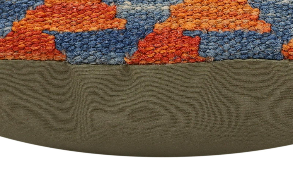 handmade Traditional Pillow Rust Blue Hand-Woven SQUARE 100% WOOL Hand woven turkish pillow2' x 2'