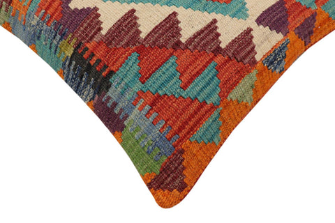 handmade Traditional Pillow Rust Blue Hand-Woven SQUARE 100% WOOL Hand woven turkish pillow2 x 2