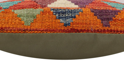 handmade Traditional Pillow Rust Blue Hand-Woven SQUARE 100% WOOL Hand woven turkish pillow2 x 2
