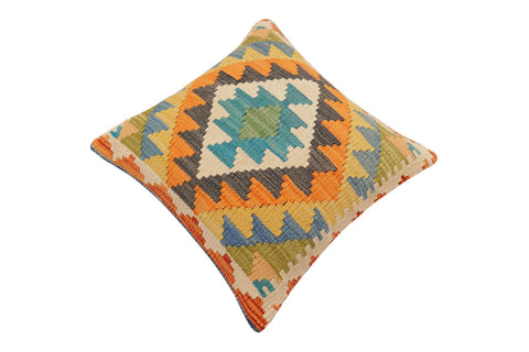 handmade Traditional Pillow Blue Gray Hand-Woven SQUARE 100% WOOL  Hand woven turkish pillow  2 x 2