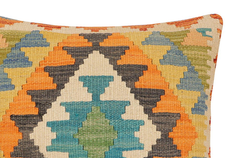 handmade Traditional Pillow Blue Gray Hand-Woven SQUARE 100% WOOL  Hand woven turkish pillow  2 x 2