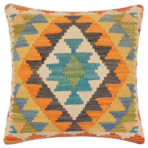 handmade Traditional Pillow Blue Gray Hand-Woven SQUARE 100% WOOL  Hand woven turkish pillow  2 x 2
