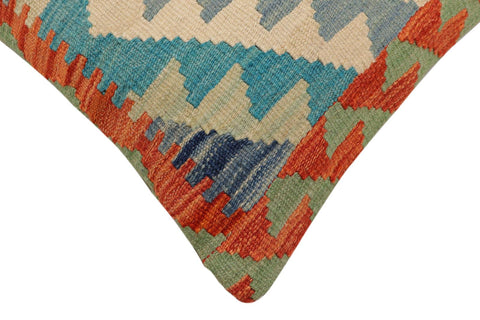 handmade Traditional Pillow Rust Blue Hand-Woven SQUARE 100% WOOL Hand woven turkish pillow2 x 2