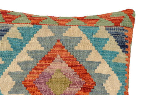 handmade Traditional Pillow Rust Blue Hand-Woven SQUARE 100% WOOL Hand woven turkish pillow2 x 2
