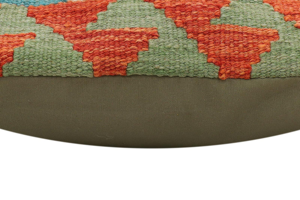 handmade Traditional Pillow Rust Blue Hand-Woven SQUARE 100% WOOL Hand woven turkish pillow2' x 2'