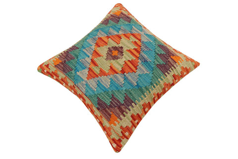 handmade Traditional Pillow Rust Blue Hand-Woven SQUARE 100% WOOL Hand woven turkish pillow2 x 2