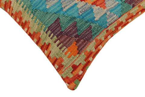 handmade Traditional Pillow Rust Blue Hand-Woven SQUARE 100% WOOL Hand woven turkish pillow2 x 2
