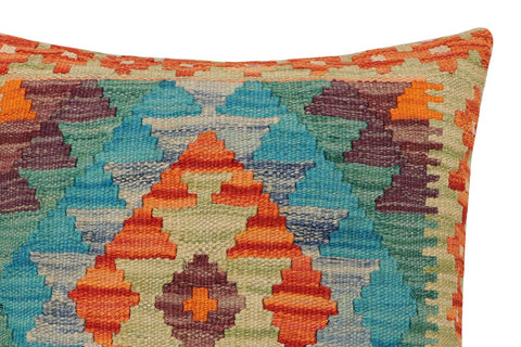 handmade Traditional Pillow Rust Blue Hand-Woven SQUARE 100% WOOL Hand woven turkish pillow2 x 2
