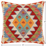 handmade Traditional Pillow Rust Beige Hand-Woven SQUARE 100% WOOL Hand woven turkish pillow2' x 2'