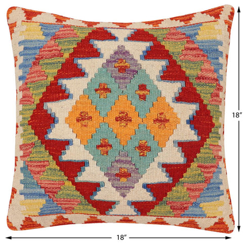 handmade Traditional Pillow Rust Beige Hand-Woven SQUARE 100% WOOL Hand woven turkish pillow2 x 2