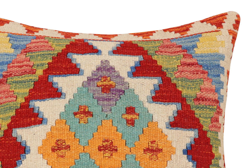 handmade Traditional Pillow Rust Beige Hand-Woven SQUARE 100% WOOL Hand woven turkish pillow2' x 2'