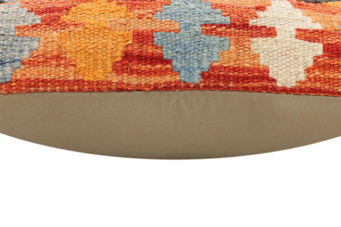 handmade Traditional Pillow Rust Blue Hand-Woven SQUARE 100% WOOL  Hand woven turkish pillow  2 x 2