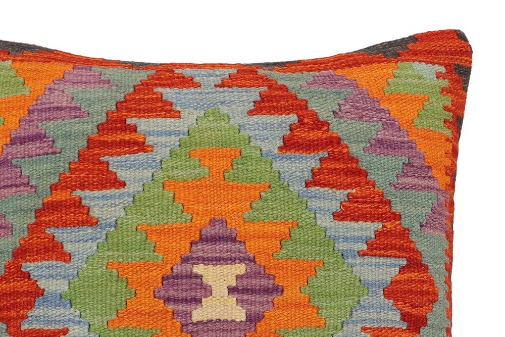 handmade Traditional Pillow Rust Blue Hand-Woven SQUARE 100% WOOL Hand woven turkish pillow2' x 2'