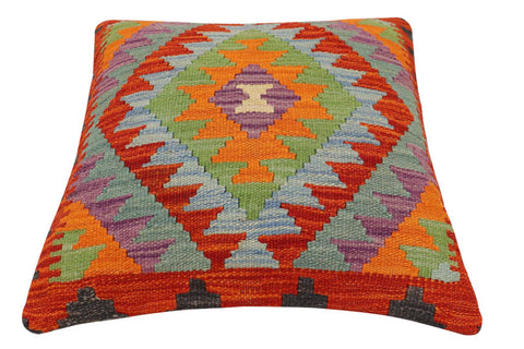 handmade Traditional Pillow Rust Blue Hand-Woven SQUARE 100% WOOL Hand woven turkish pillow2 x 2